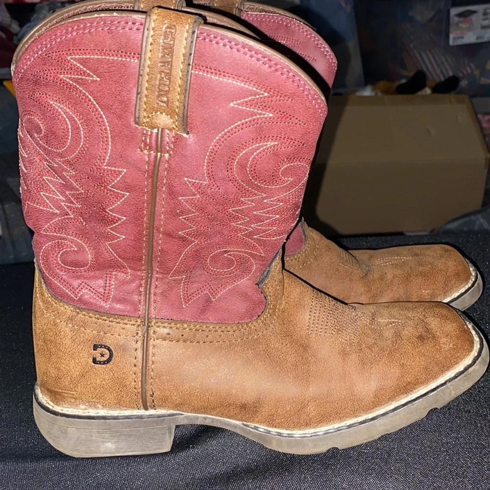 DURANGO Stylish Red and Tan KIDS SIZE 3M BRIAR RED BROWN Western Boots EUC CLEAN